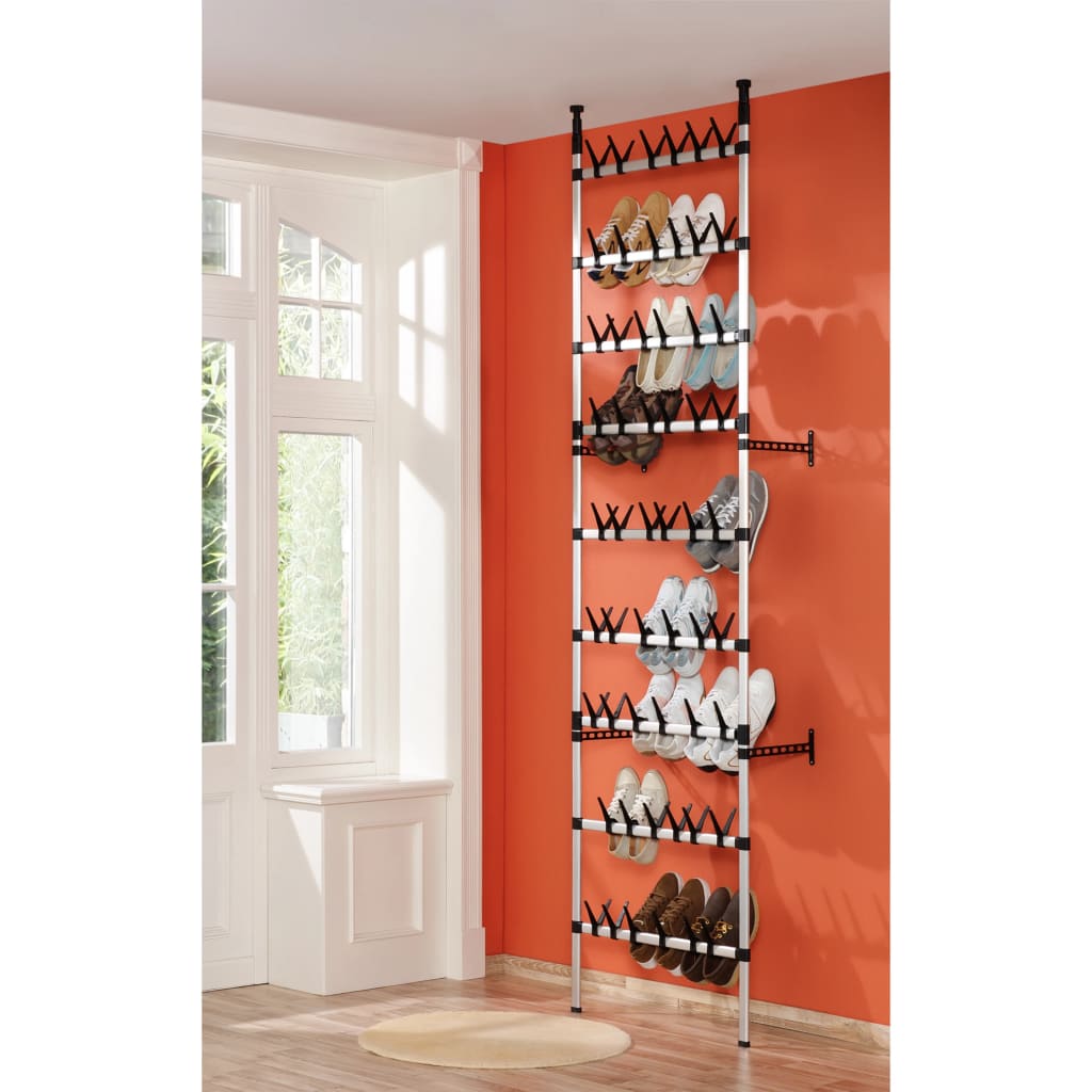 vidaXL Telescopic Shoe Rack with Rods Aluminum-4