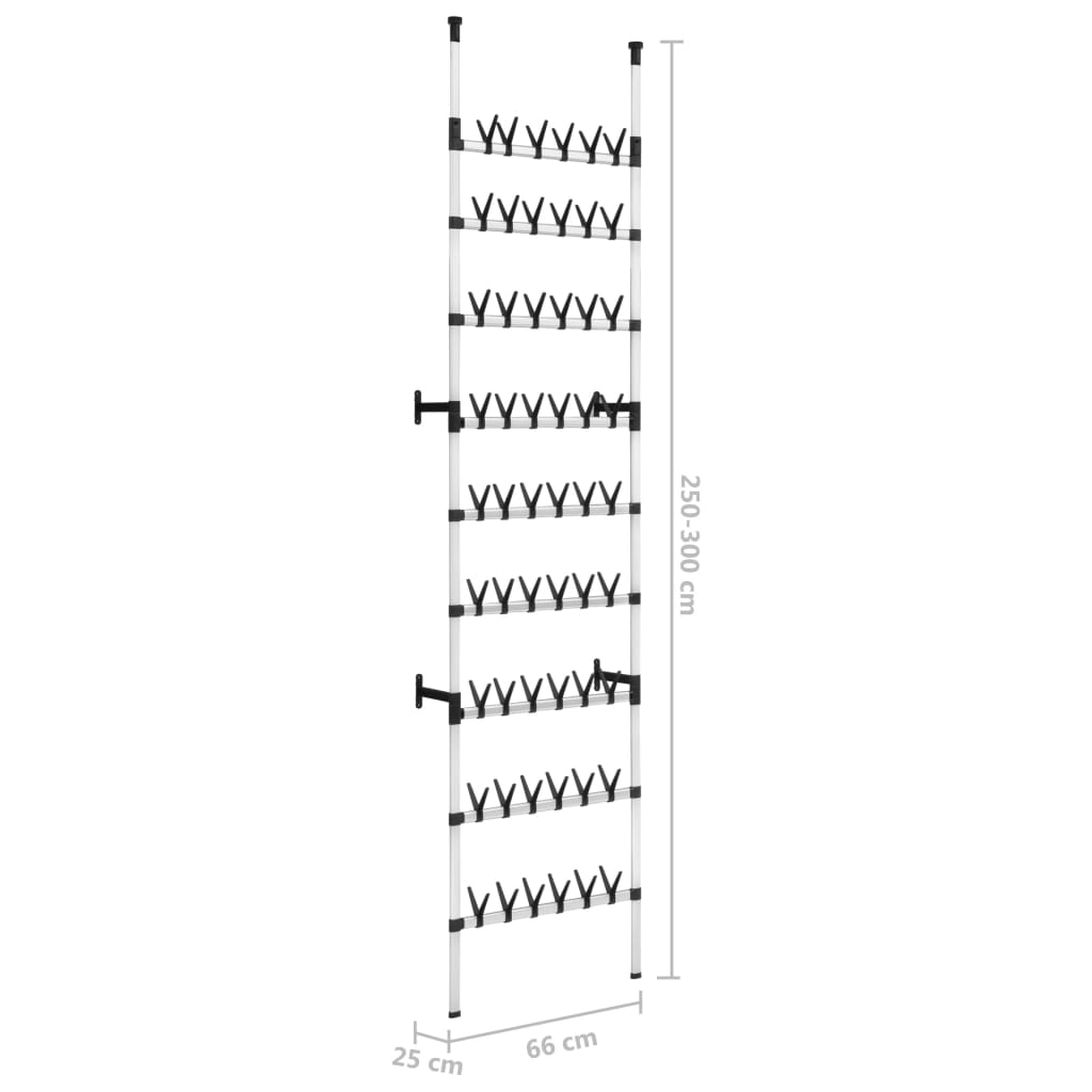 vidaXL Telescopic Shoe Rack with Rods Aluminum-9