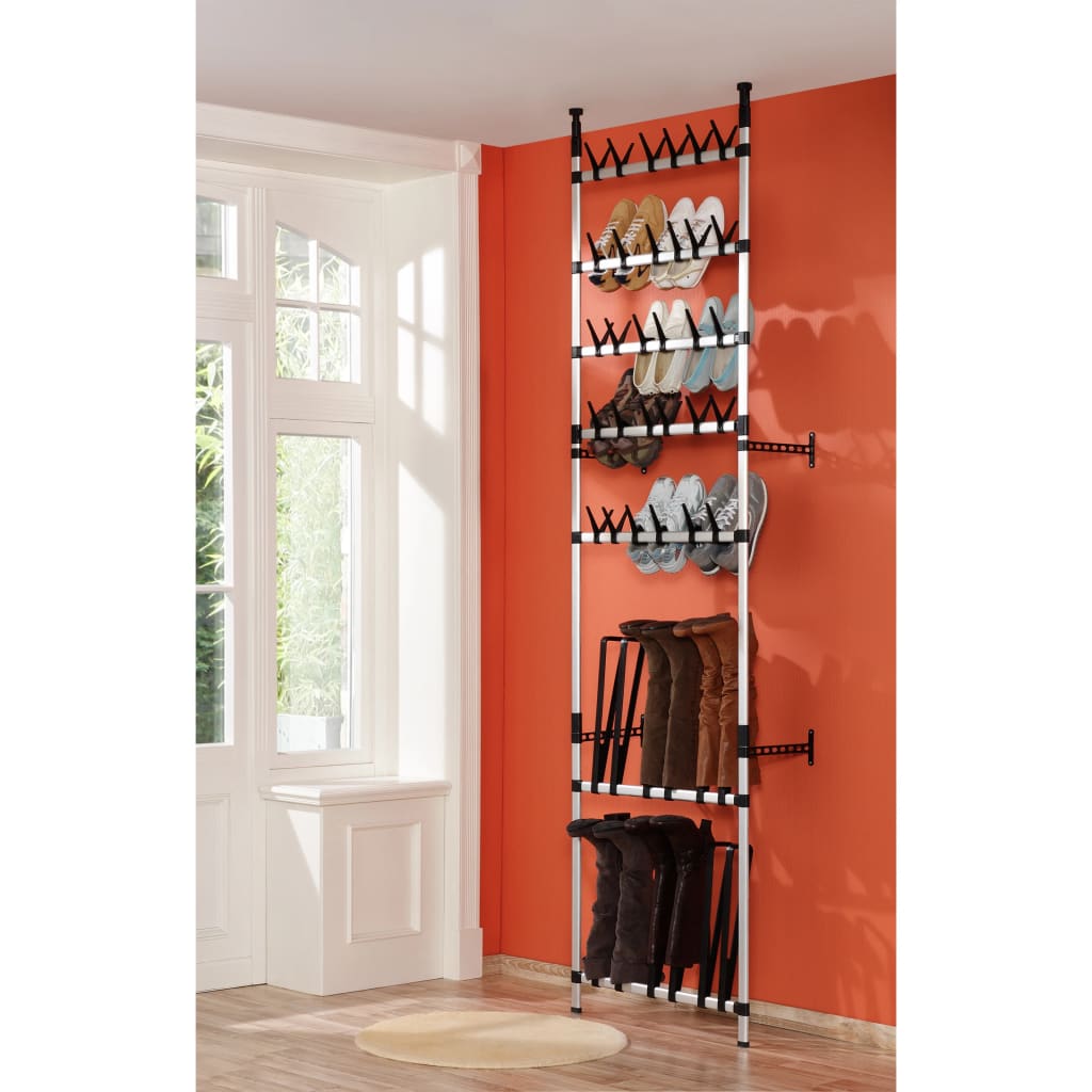 vidaXL Telescopic Shoe Rack with Rods Aluminum-4