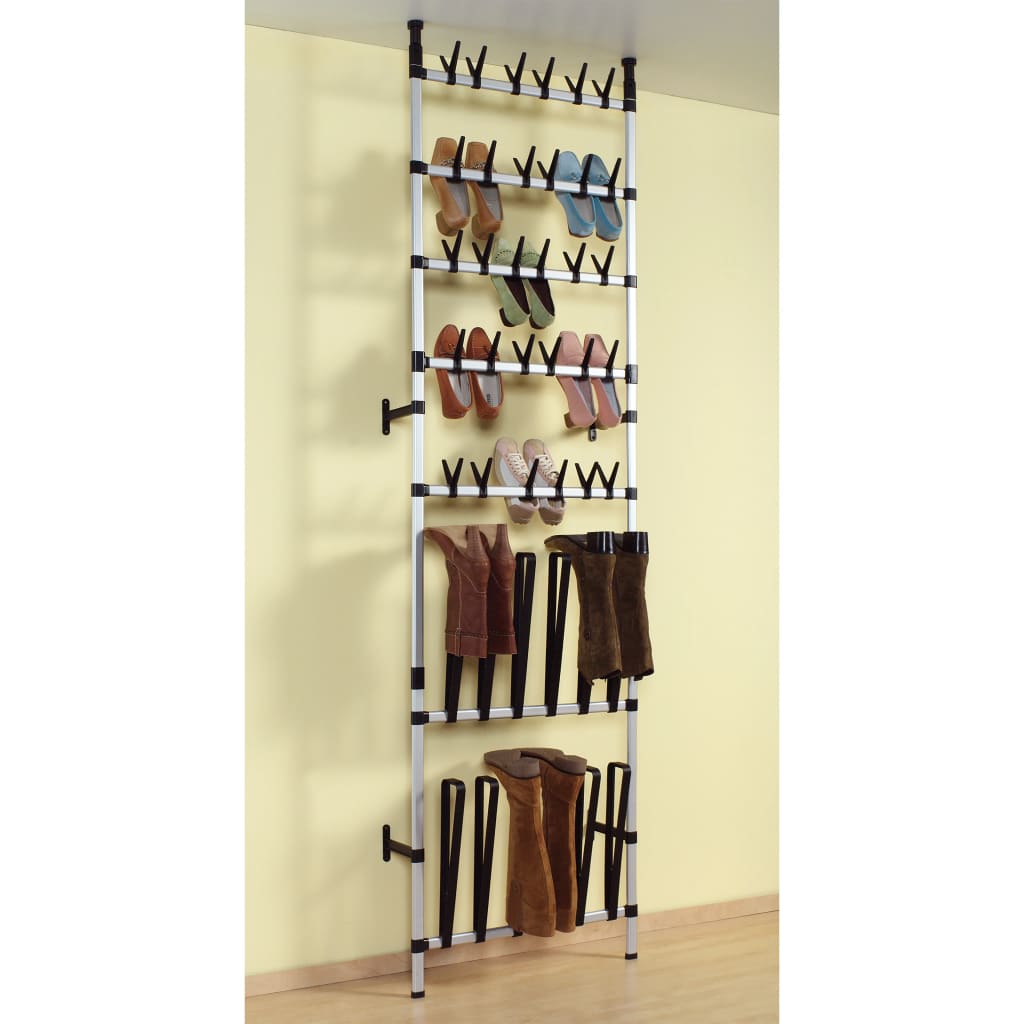 vidaXL Telescopic Shoe Rack with Rods Aluminum-5