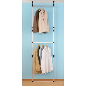 vidaXL Telescopic Wardrobe System with Rods Aluminum-5