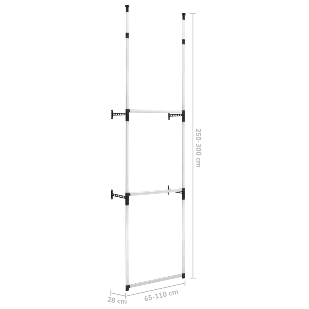 vidaXL Telescopic Wardrobe System with Rods Aluminum-9