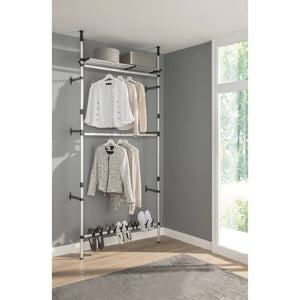 vidaXL Telescopic Wardrobe System with Rods and Shelf Aluminum-4