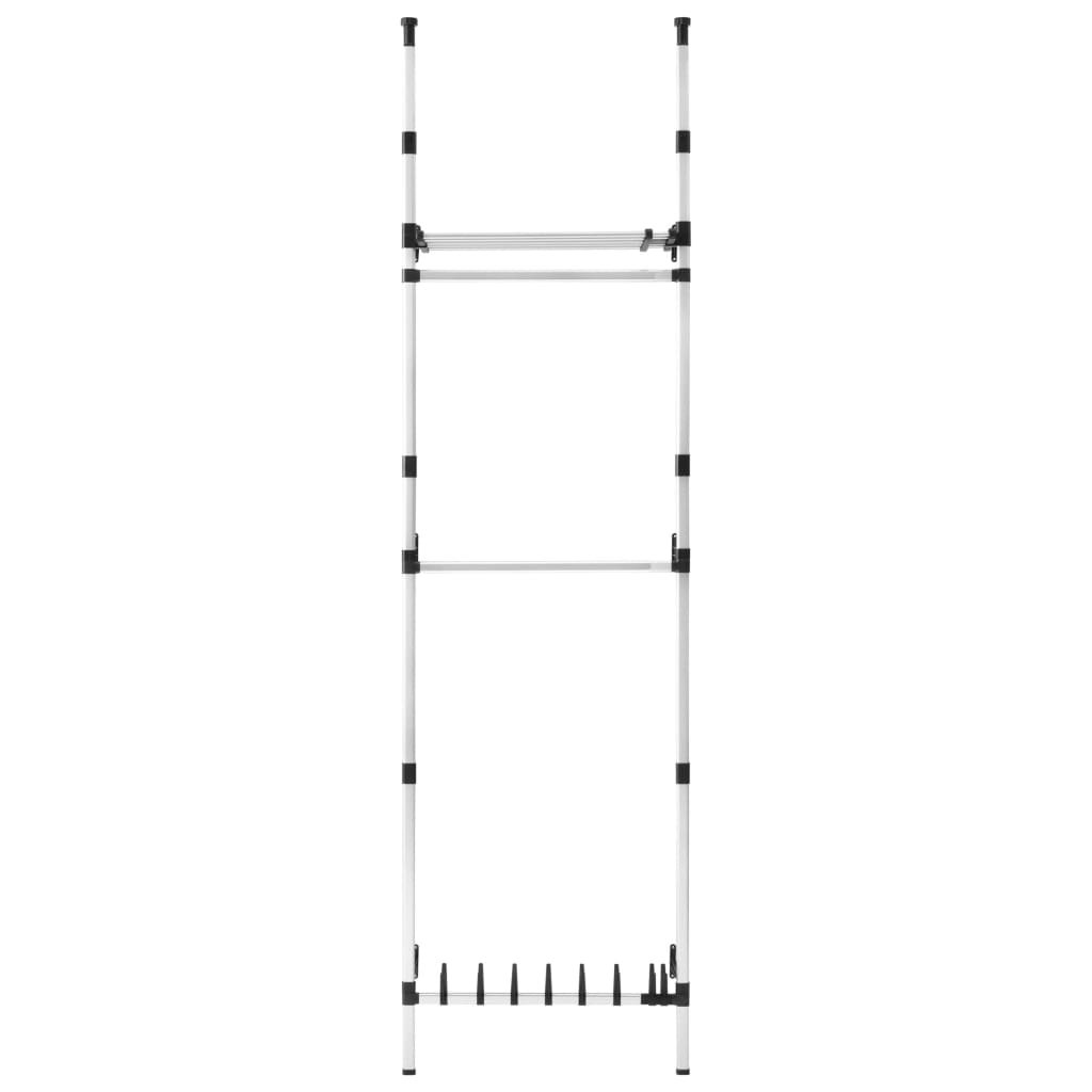 vidaXL Telescopic Wardrobe System with Rods and Shelf Aluminum-6