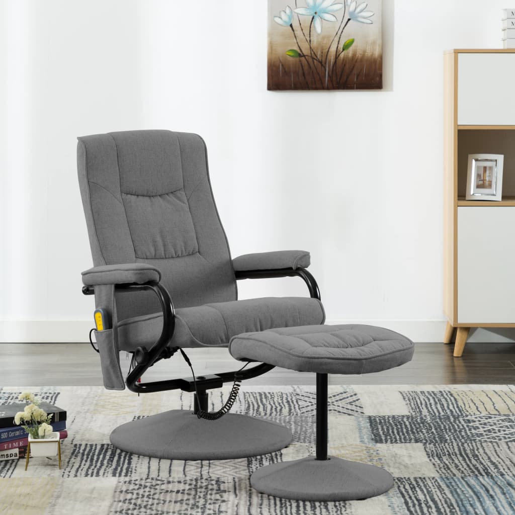 vidaXL Massage Chair Accent Massage Recliner Armchair with Footrest Fabric-0