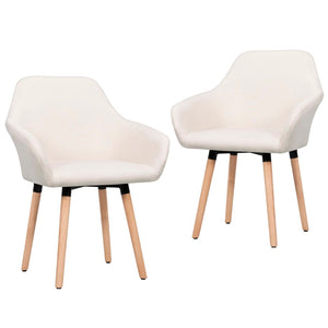 vidaXL Dining Chairs 2 Pcs Upholstered Arm Chair with Solid Wood Legs Fabric-31