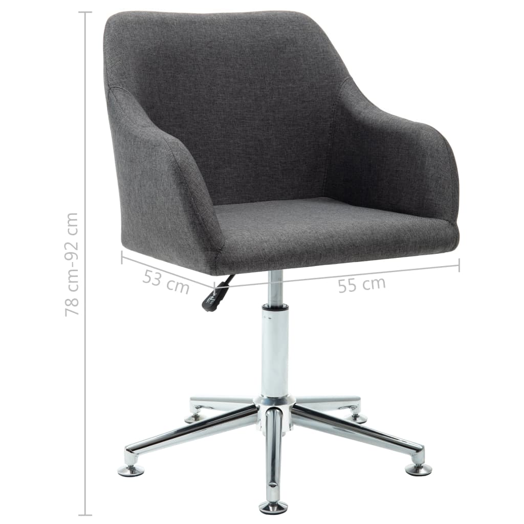 vidaXL Dining Chair 360 Degrees Swivel Accent Desk Chair with Arms Fabric-75