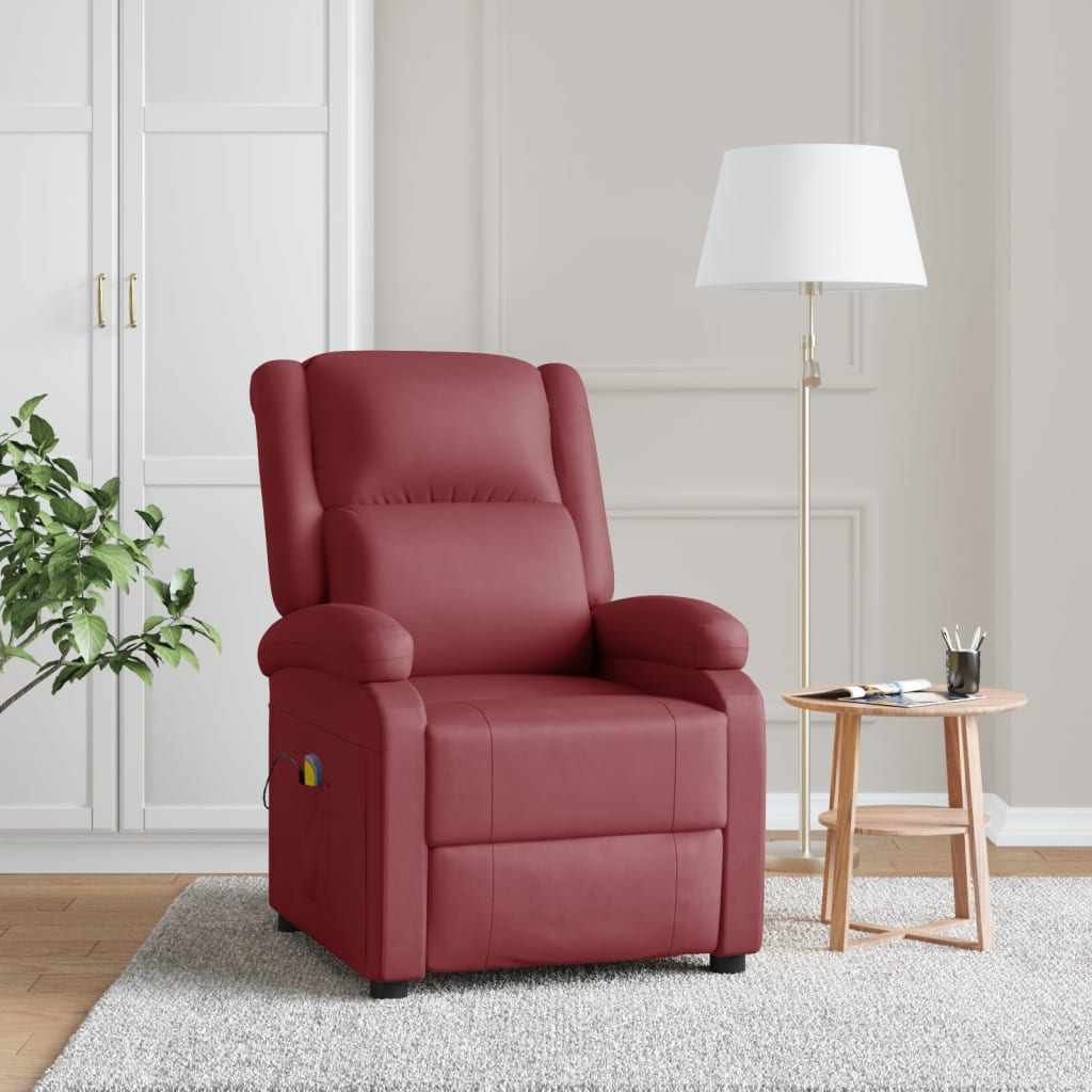 vidaXL Massage Chair Massaging Recliner Push Chair for Elderly Faux Leather-6