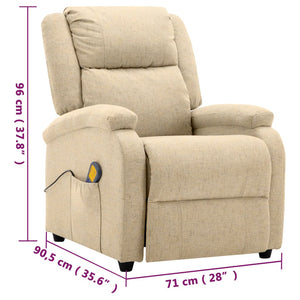 vidaXL Massage Recliner Chair Electric Push Cozy Chair for Elderly Fabric-3