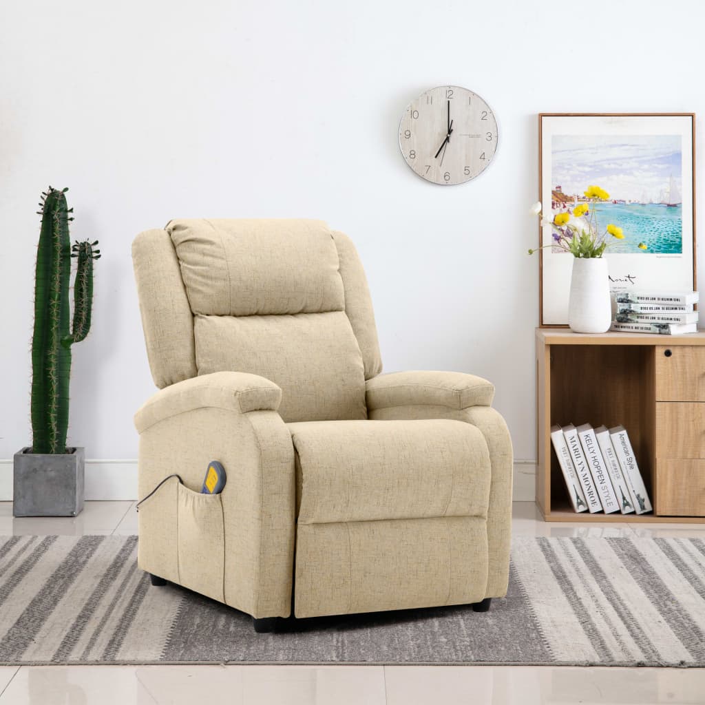 vidaXL Massage Recliner Chair Electric Push Cozy Chair for Elderly Fabric-36