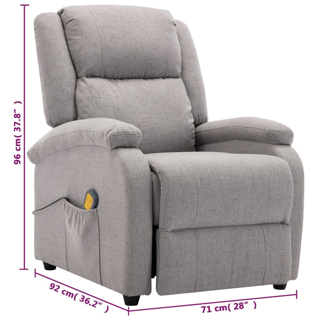vidaXL Massage Recliner Chair Electric Push Cozy Chair for Elderly Fabric-30