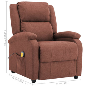 vidaXL Massage Recliner Chair Electric Push Cozy Chair for Elderly Fabric-32