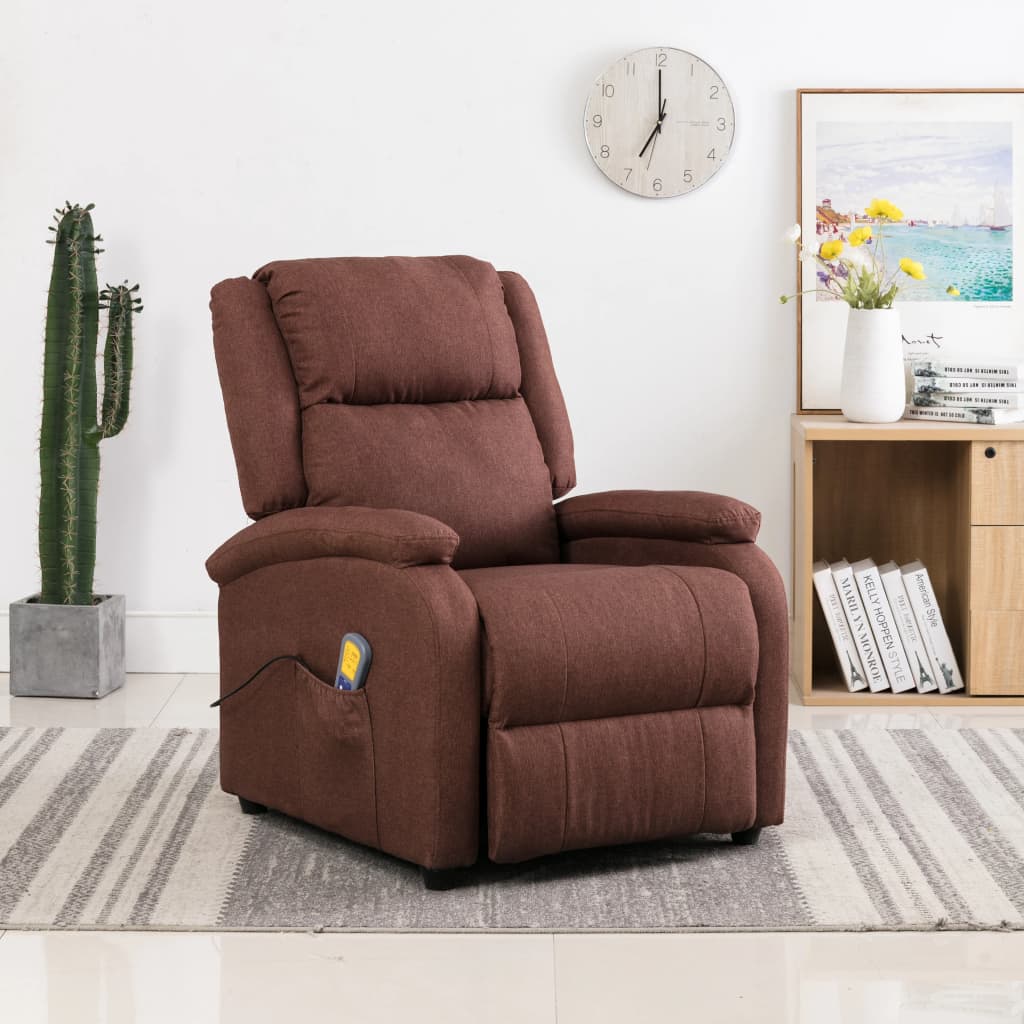 vidaXL Massage Recliner Chair Electric Push Cozy Chair for Elderly Fabric-5