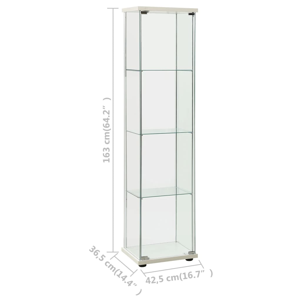 vidaXL Storage Cabinet Bookshelf 4-Shelf Glass Display Cabinet Tempered Glass-10