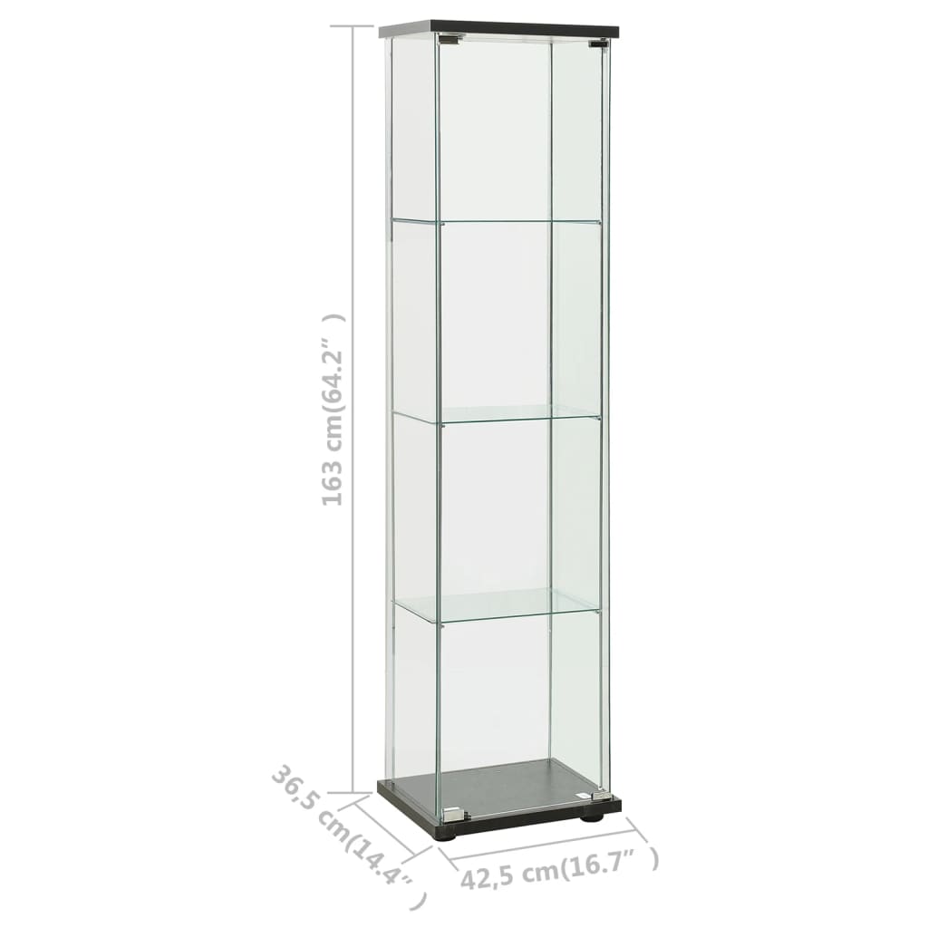 vidaXL Storage Cabinet Bookshelf 4-Shelf Glass Display Cabinet Tempered Glass-16