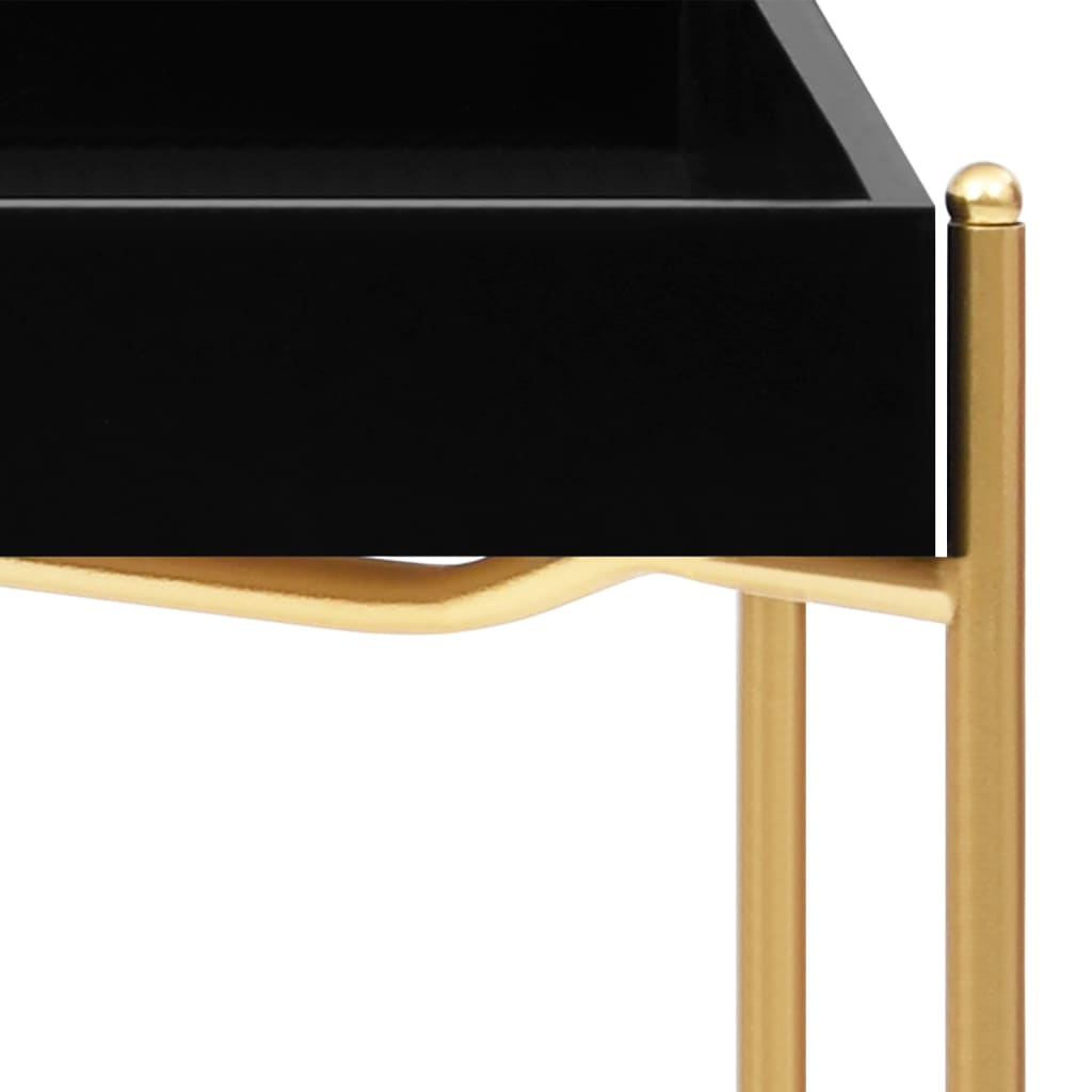 vidaXL Side Table Black and Gold 15"x15"x15.2" MDF-4