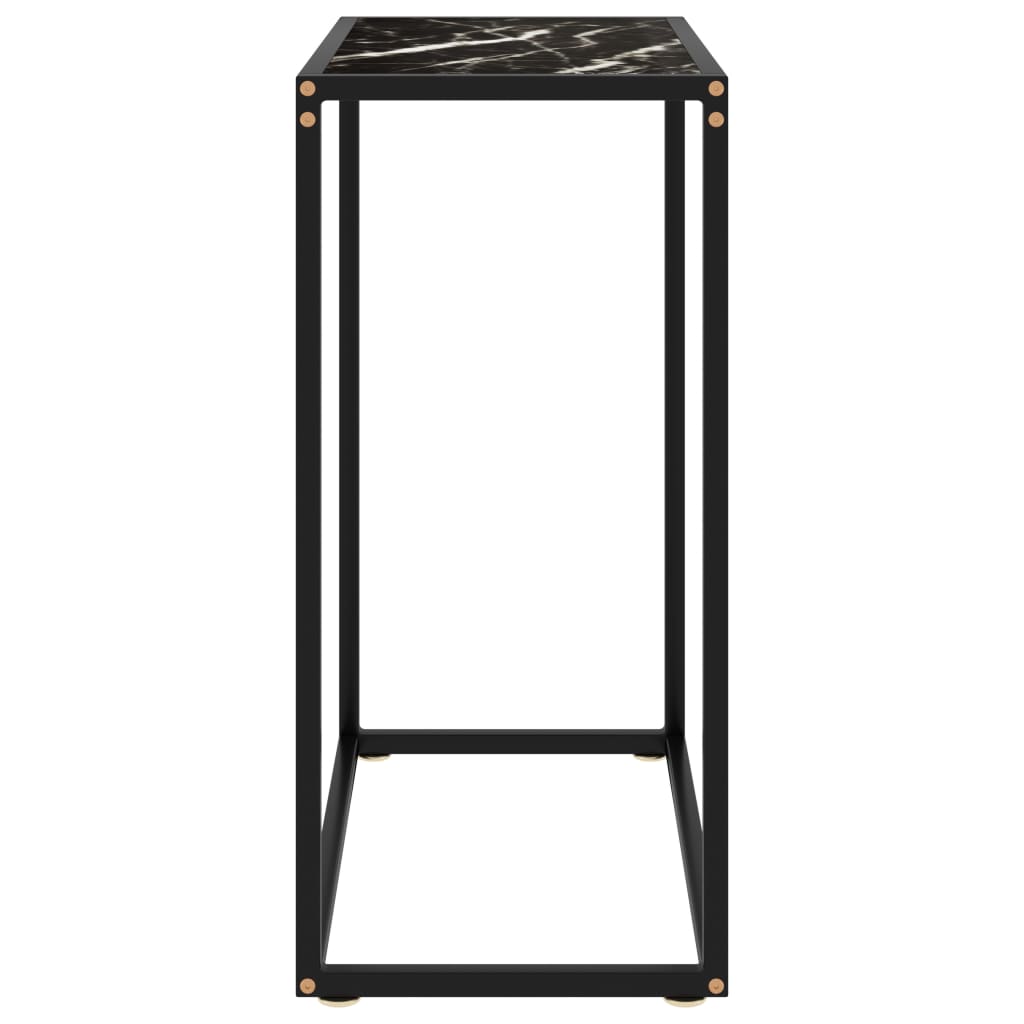 vidaXL Console Table Black 23.6"x13.8"x29.5" Tempered Glass-1