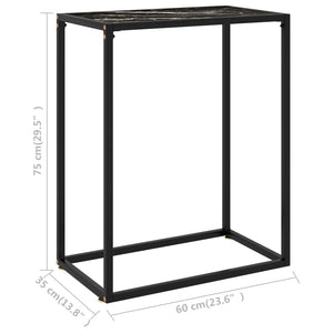 vidaXL Console Table Black 23.6"x13.8"x29.5" Tempered Glass-4