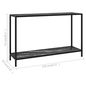 vidaXL Console Table Black 47.2"x13.8"x29.5" Tempered Glass-4