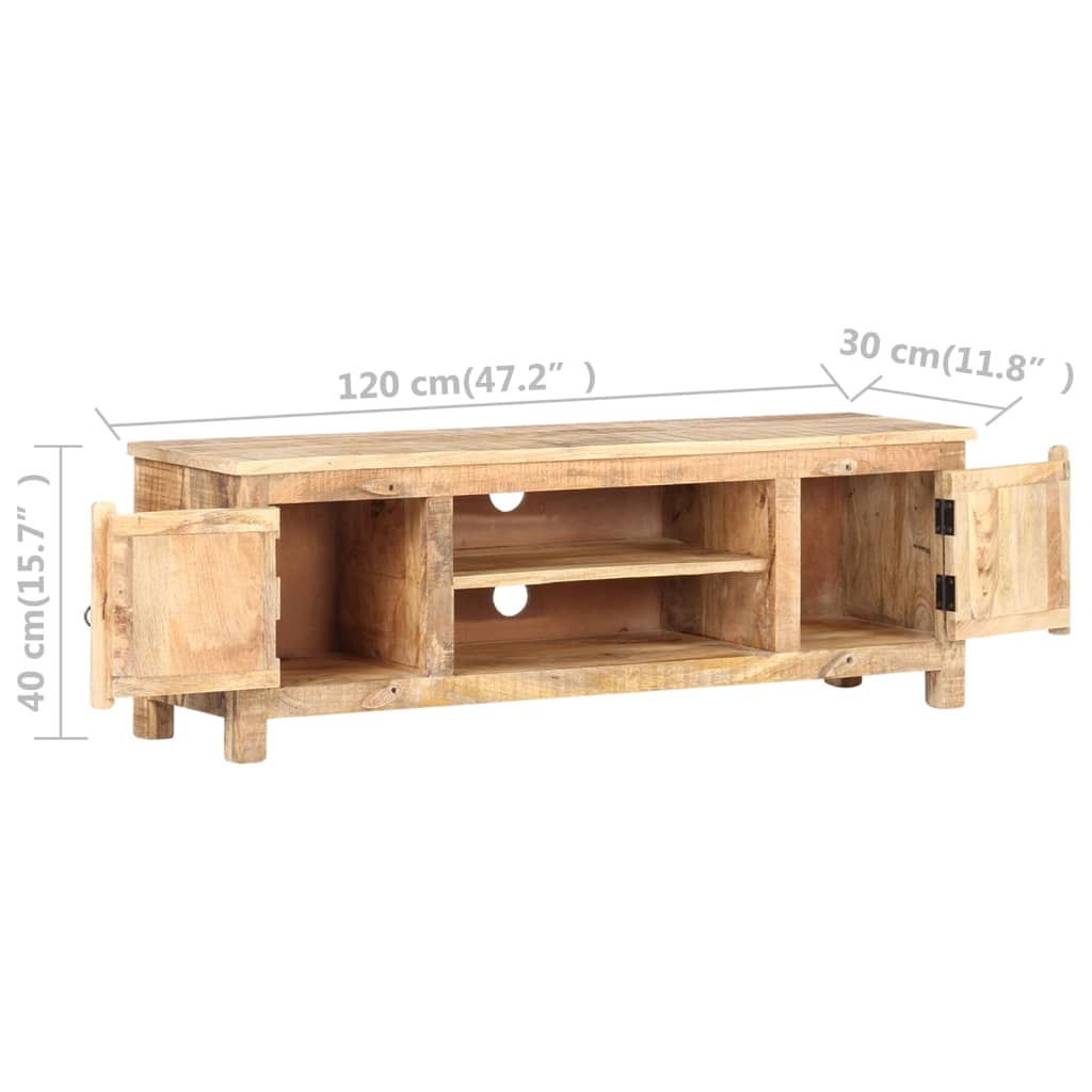 vidaXL TV Stand 47.2"x11.8"x15.7" Rough Mango Wood-4