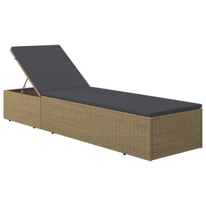 vidaXL Sunlounger Poly Rattan Black and Dark Gray-5