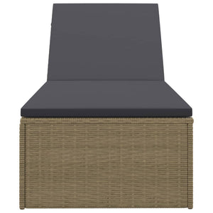 vidaXL Sunlounger Poly Rattan Black and Dark Gray-1