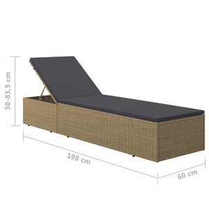 vidaXL Sunlounger Poly Rattan Black and Dark Gray-16