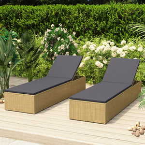 vidaXL Sunlounger Poly Rattan Black and Dark Gray-2