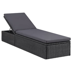 vidaXL Sunlounger Poly Rattan Black and Dark Gray-19