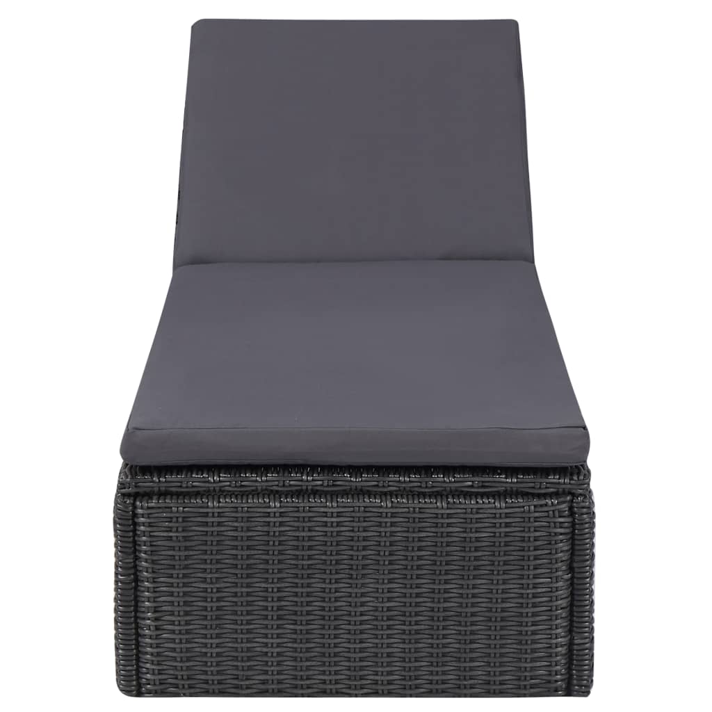 vidaXL Sunlounger Poly Rattan Black and Dark Gray-21