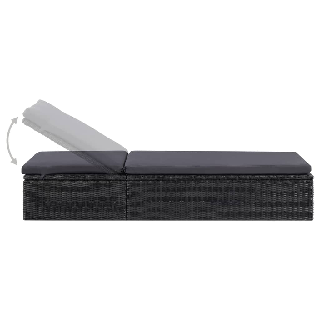 vidaXL Sunlounger Poly Rattan Black and Dark Gray-23