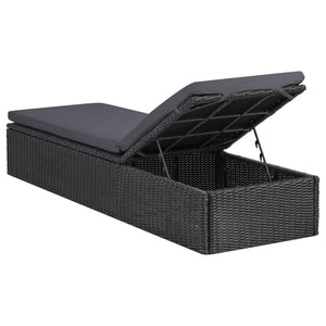 vidaXL Sunlounger Poly Rattan Black and Dark Gray-3