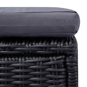 vidaXL Sunlounger Poly Rattan Black and Dark Gray-6