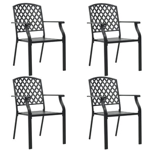 vidaXL Patio Chairs 4 pcs Mesh Design Steel Black-0