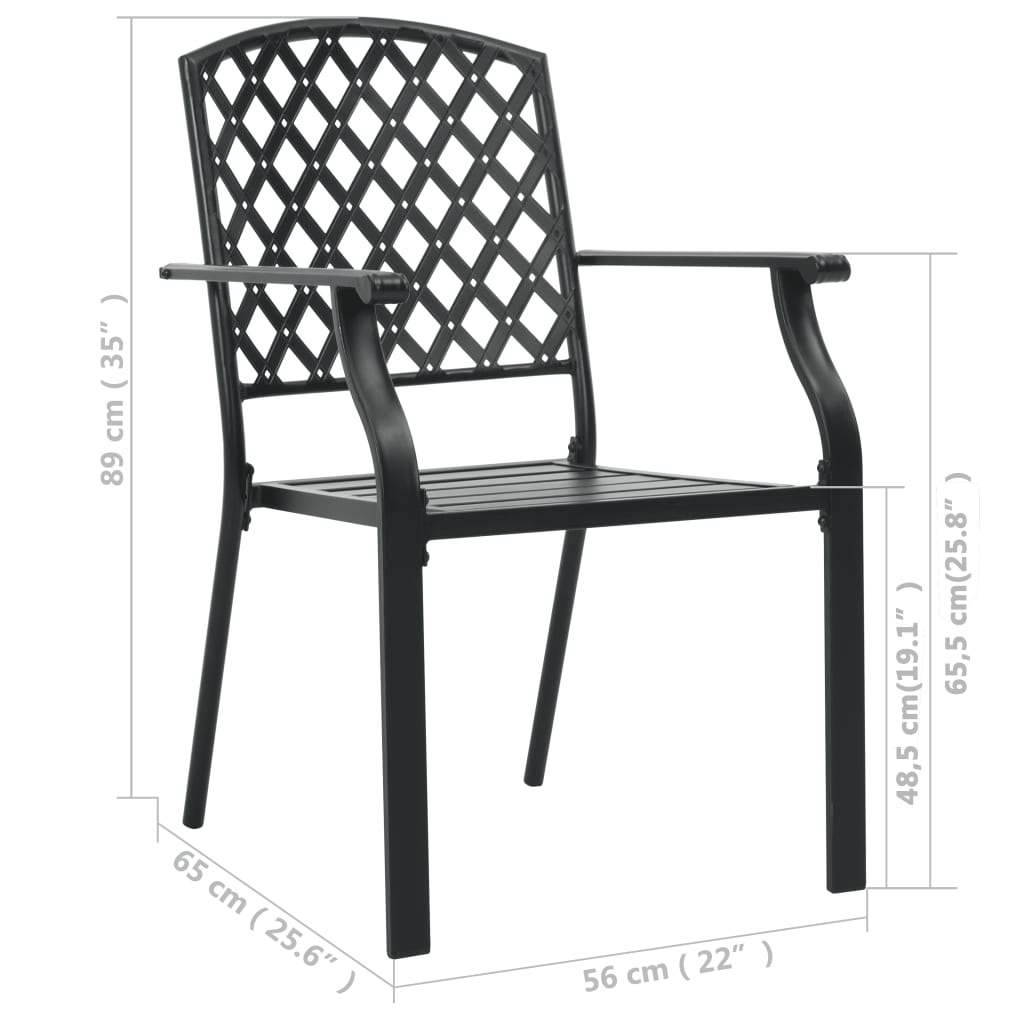 vidaXL Patio Chairs 4 pcs Mesh Design Steel Black-5