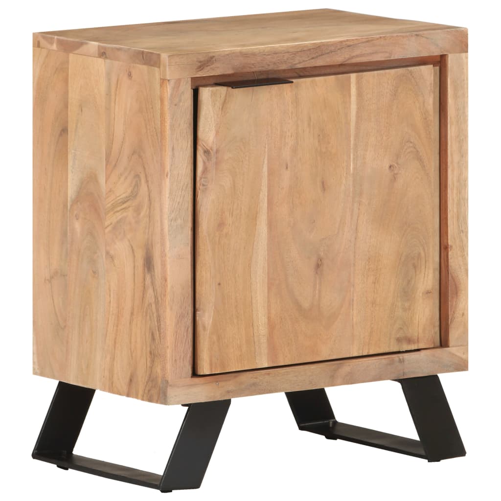 vidaXL Bedside Cabinet 15.7"x11.8"x19.7" Solid Acacia Wood with Live Edges-9