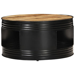 vidaXL Coffee Table Black 26.8"x26.8"x14.2" Solid Rough Mango Wood-36