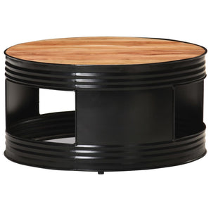 vidaXL Coffee Table Black 26.8"x26.8"x14.2" Solid Rough Mango Wood-29