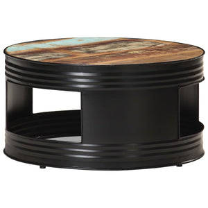 vidaXL Coffee Table Black 26.8"x26.8"x14.2" Solid Rough Mango Wood-4