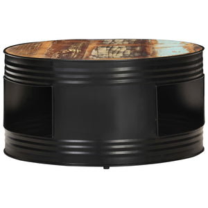 vidaXL Coffee Table Black 26.8"x26.8"x14.2" Solid Rough Mango Wood-38