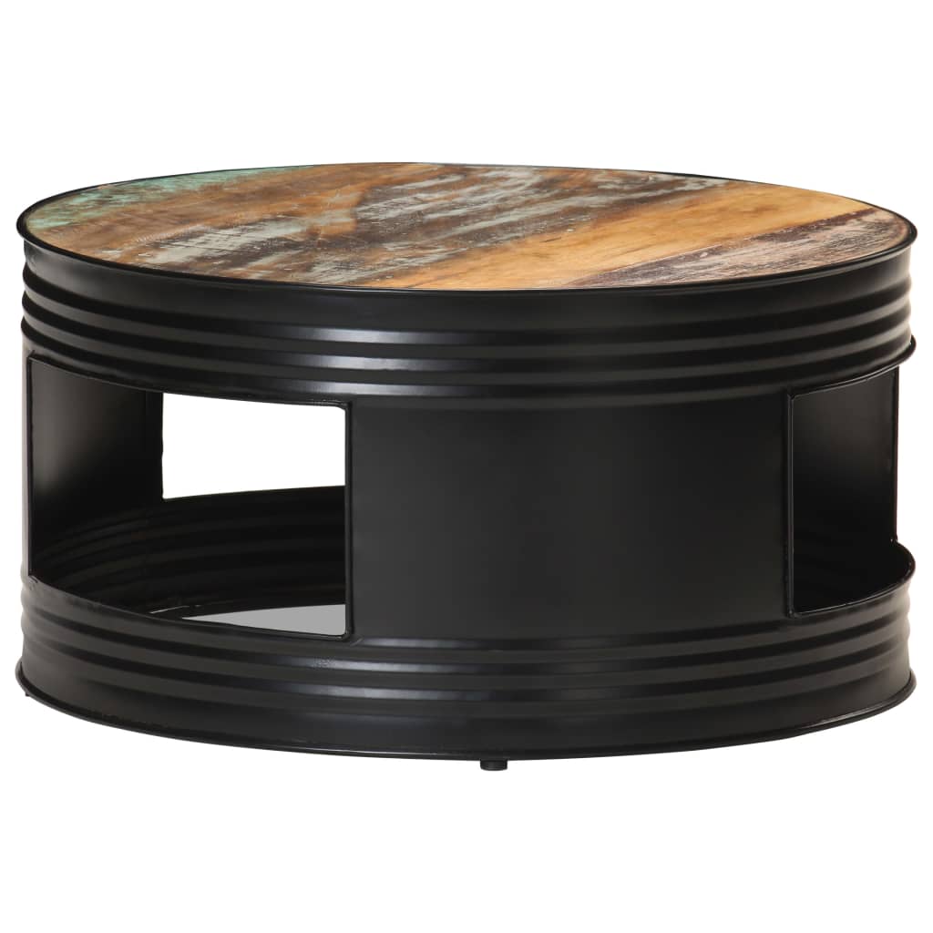 vidaXL Coffee Table Black 26.8"x26.8"x14.2" Solid Rough Mango Wood-32