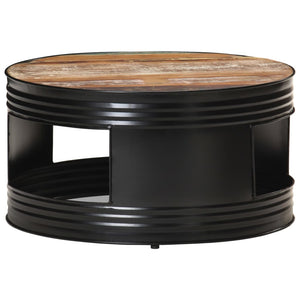 vidaXL Coffee Table Black 26.8"x26.8"x14.2" Solid Rough Mango Wood-33