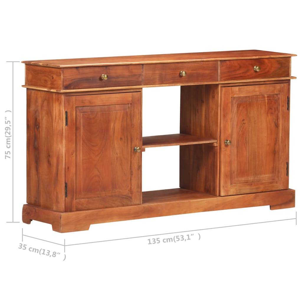 vidaXL Sideboard 53.1"x13.8"x29.5" Solid Acacia Wood-7