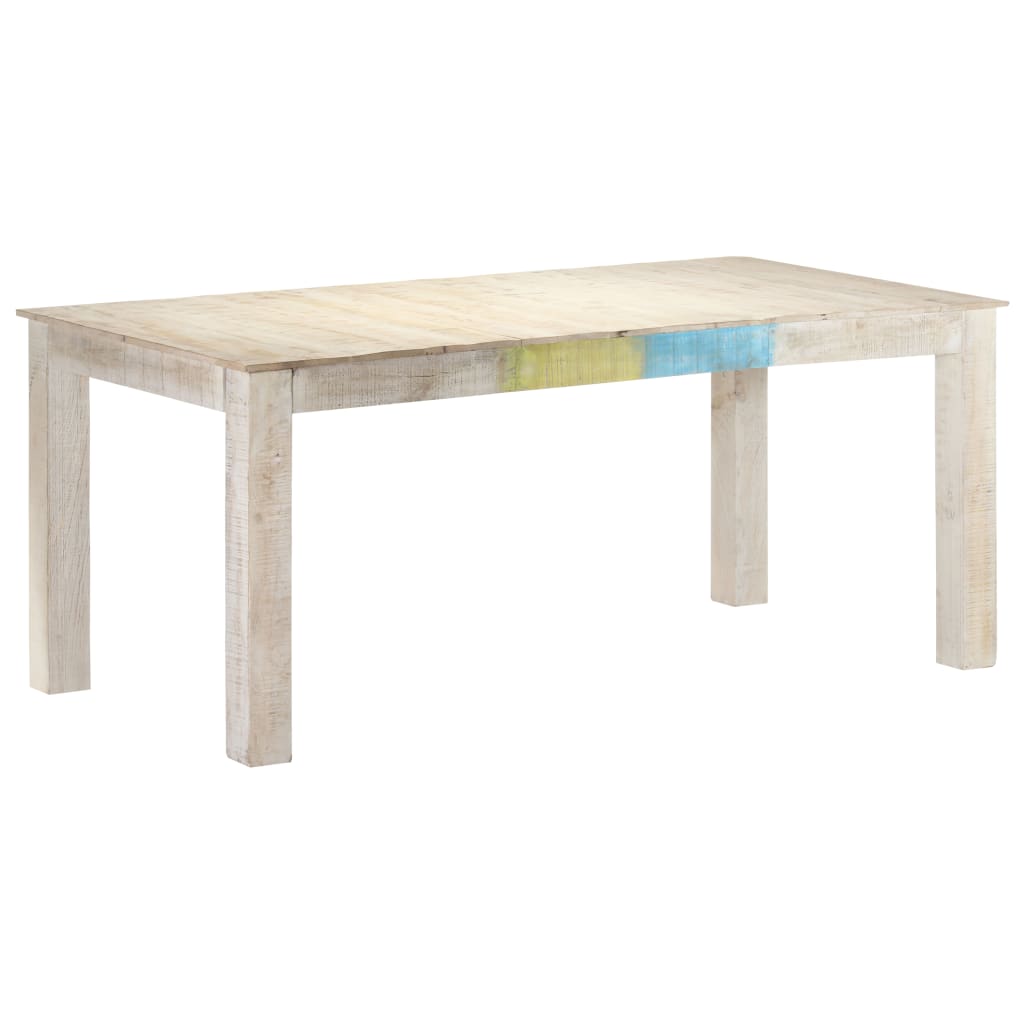 vidaXL Dining Table Kitchen Table Dining Room Table White Solid Mango Wood-2