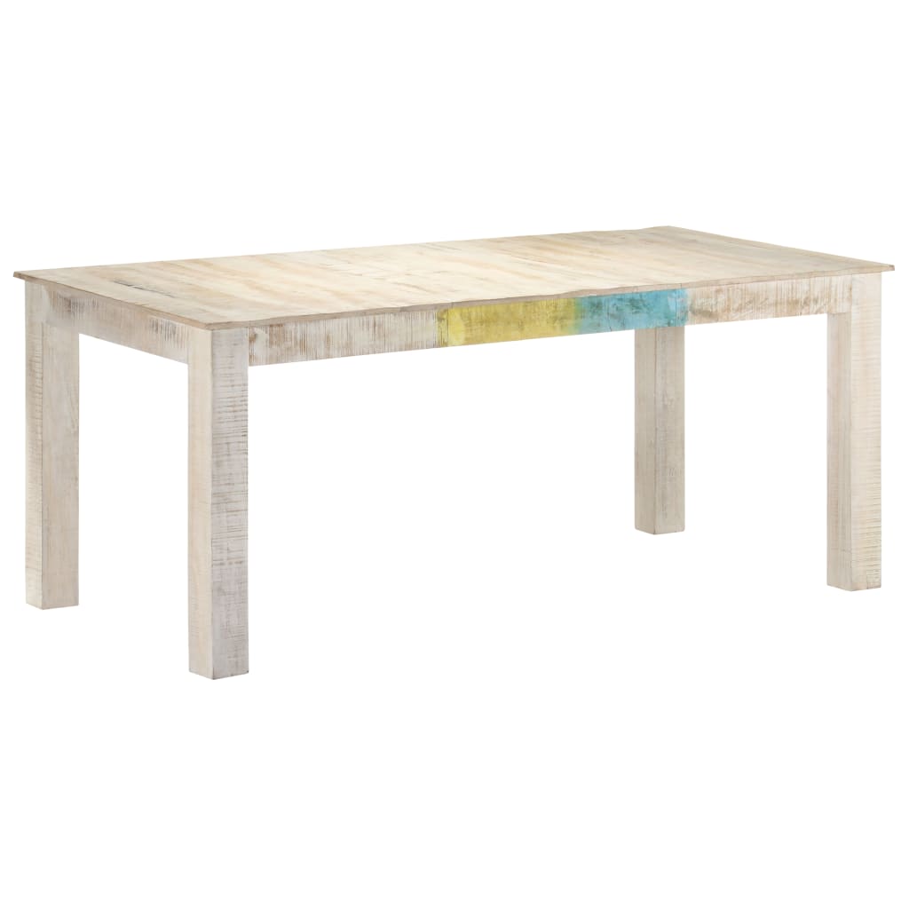 vidaXL Dining Table Kitchen Table Dining Room Table White Solid Mango Wood-0