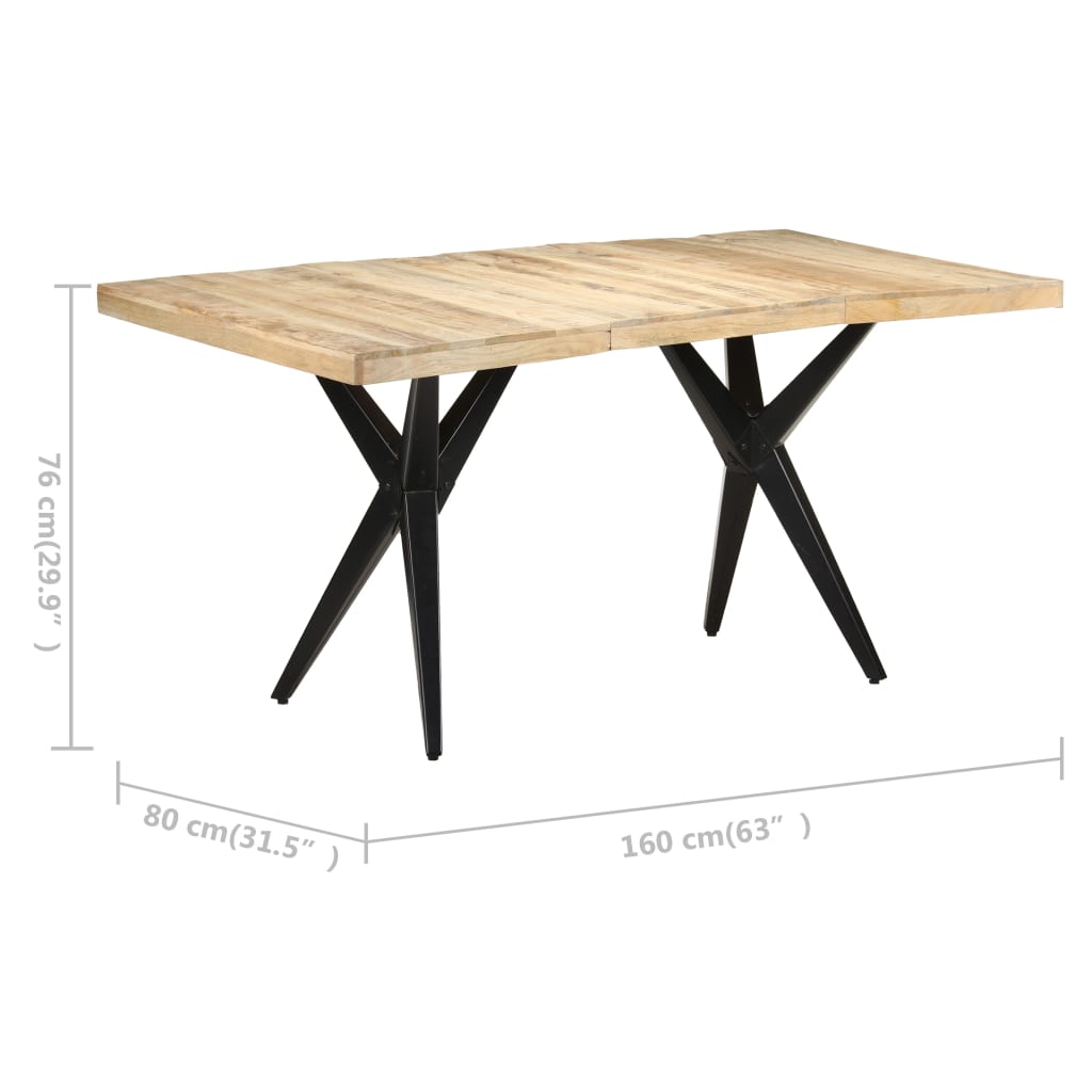 vidaXL Dining Table 63"x31.5"x29.9" Rough Mango Wood-5