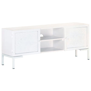 vidaXL TV Stand White 45.3"x11.8"x18.1" Solid Wood Mango-1