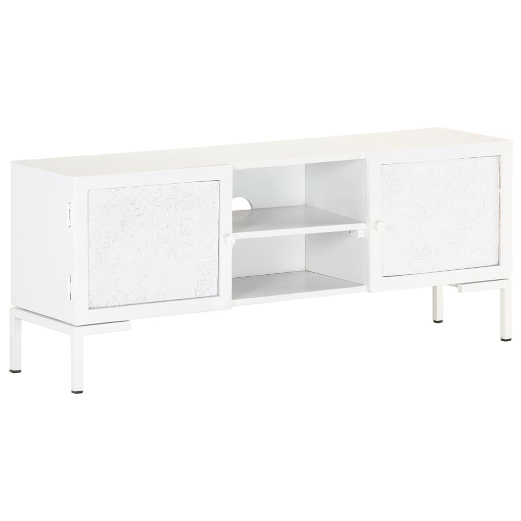 vidaXL TV Stand White 45.3"x11.8"x18.1" Solid Wood Mango-11