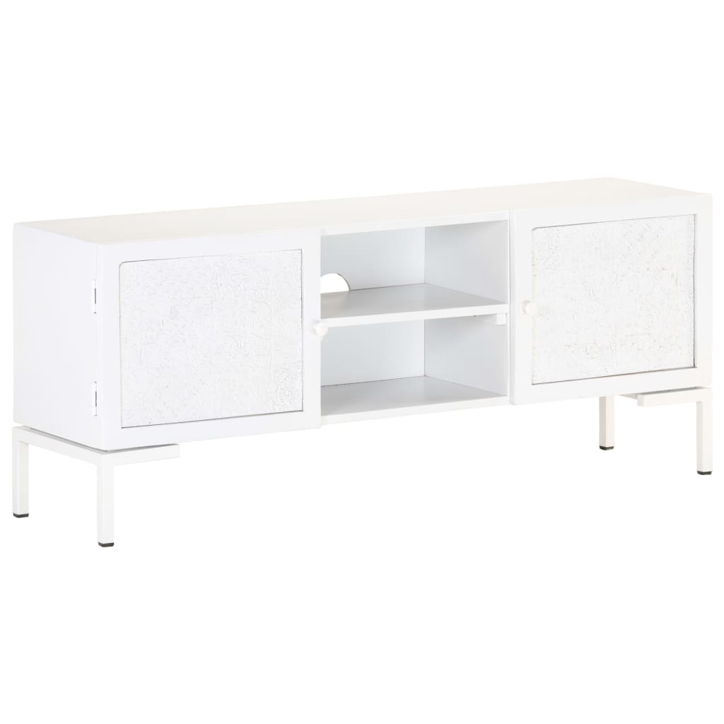 vidaXL TV Stand White 45.3"x11.8"x18.1" Solid Wood Mango-0