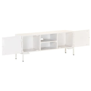 vidaXL TV Stand White 45.3"x11.8"x18.1" Solid Wood Mango-2